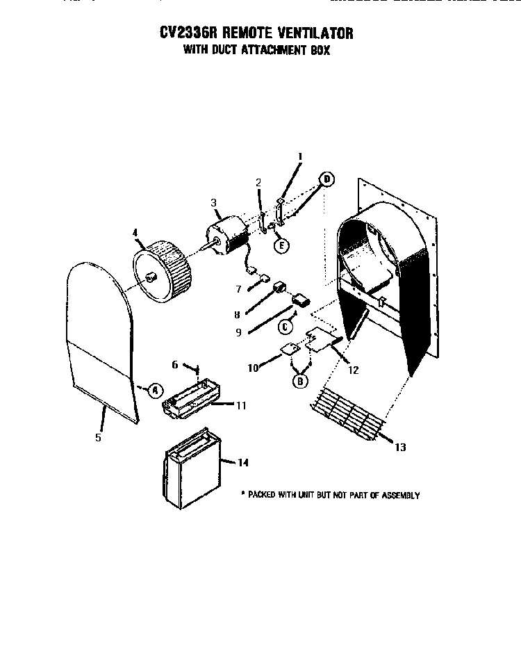 Remote Ventilator Diagram and Parts List for GSC30CVWC-01  Thermador Range