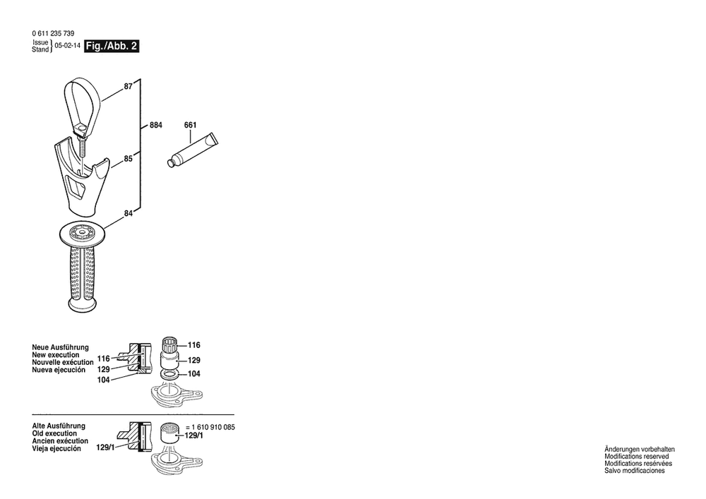 Section 2 Diagram and Parts List for GBH7DE 0611235739 Bosch Hammer Drill
