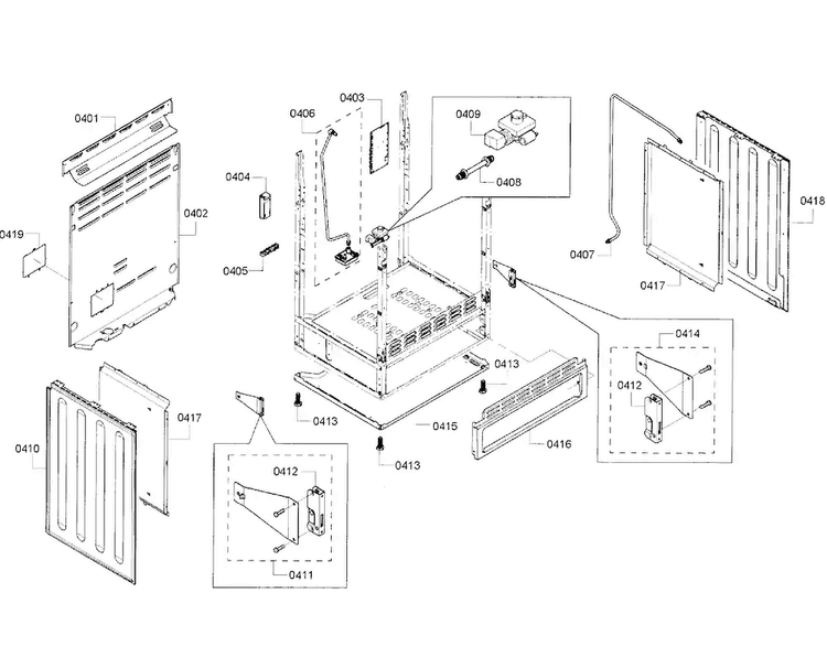 Cabinet Assy Diagram and Parts List for HGS7282UC 08 Bosch Range
