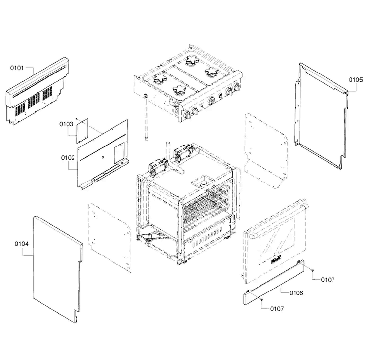 Cabinet 1 Diagram and Parts List for PRD304GHC 09 Thermador Range
