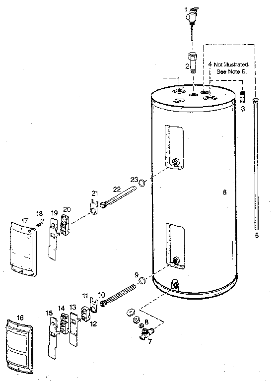 Replacement Parts Diagram and Parts List for 153315120  Kenmore Water Heater