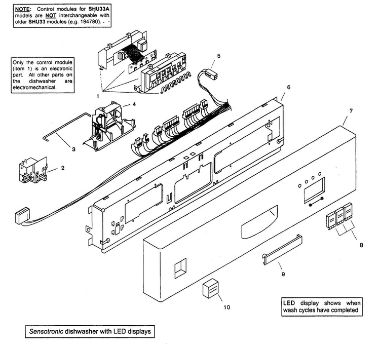Fascia Panel Diagram and Parts List for SHU33A02UC 14 Bosch Dishwasher
