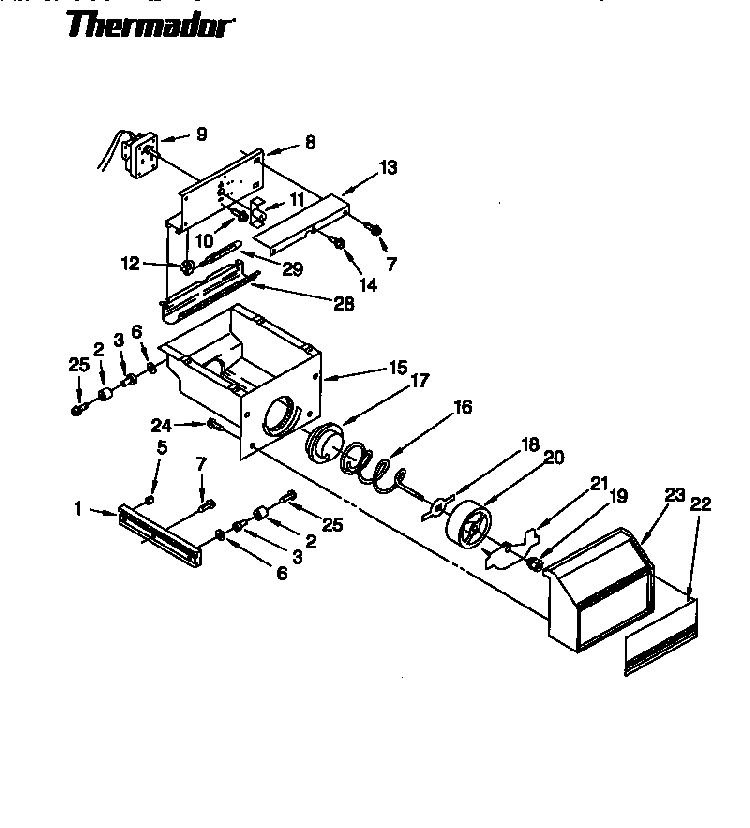 Ice Container Diagram and Parts List for TSS48DAW-06  Thermador Refrigerator