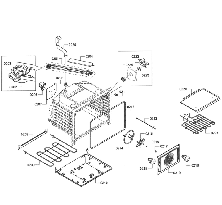 Oven Assy Diagram and Parts List for HES7282U 06 Bosch Range