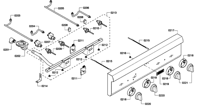 Controls Diagram and Parts List for PCG304G-01  Thermador Cooktop
