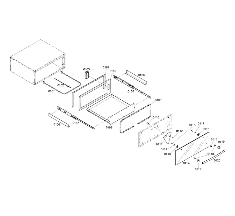 Drawer Assy Diagram and Parts List for HWD3050UC 01 Bosch Warming Drawer