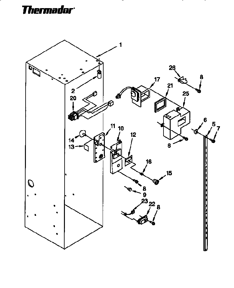 Refrigerator Liner Diagram and Parts List for TSS48DAW-06  Thermador Refrigerator
