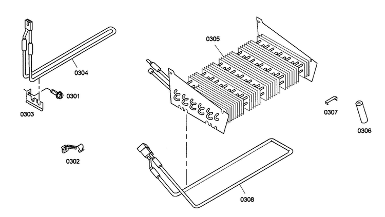 Evaporator Diagram and Parts List for KBURT3675E01  Thermador Refrigerator