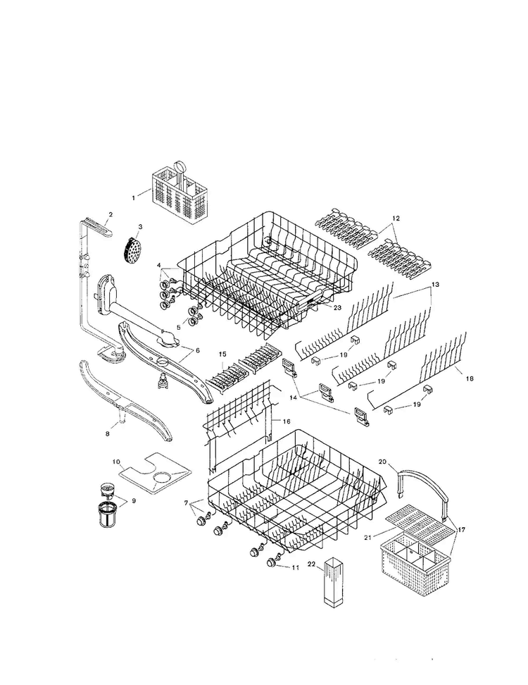 Racks Diagram and Parts List for SHU5315UC 12 Bosch Dishwasher