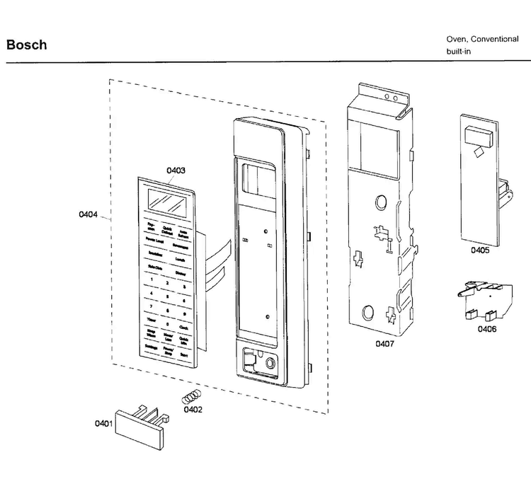 Control Panel Diagram and Parts List for HBL5720UC 01 Bosch Microwave