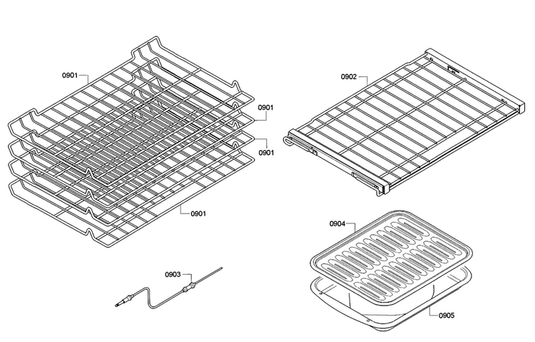 Rack Diagram and Parts List for HBLP651UC 01 Bosch Wall Oven