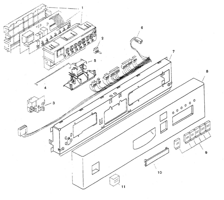 Fascia Panel Diagram and Parts List for SHU5307UC 12 Bosch Dishwasher