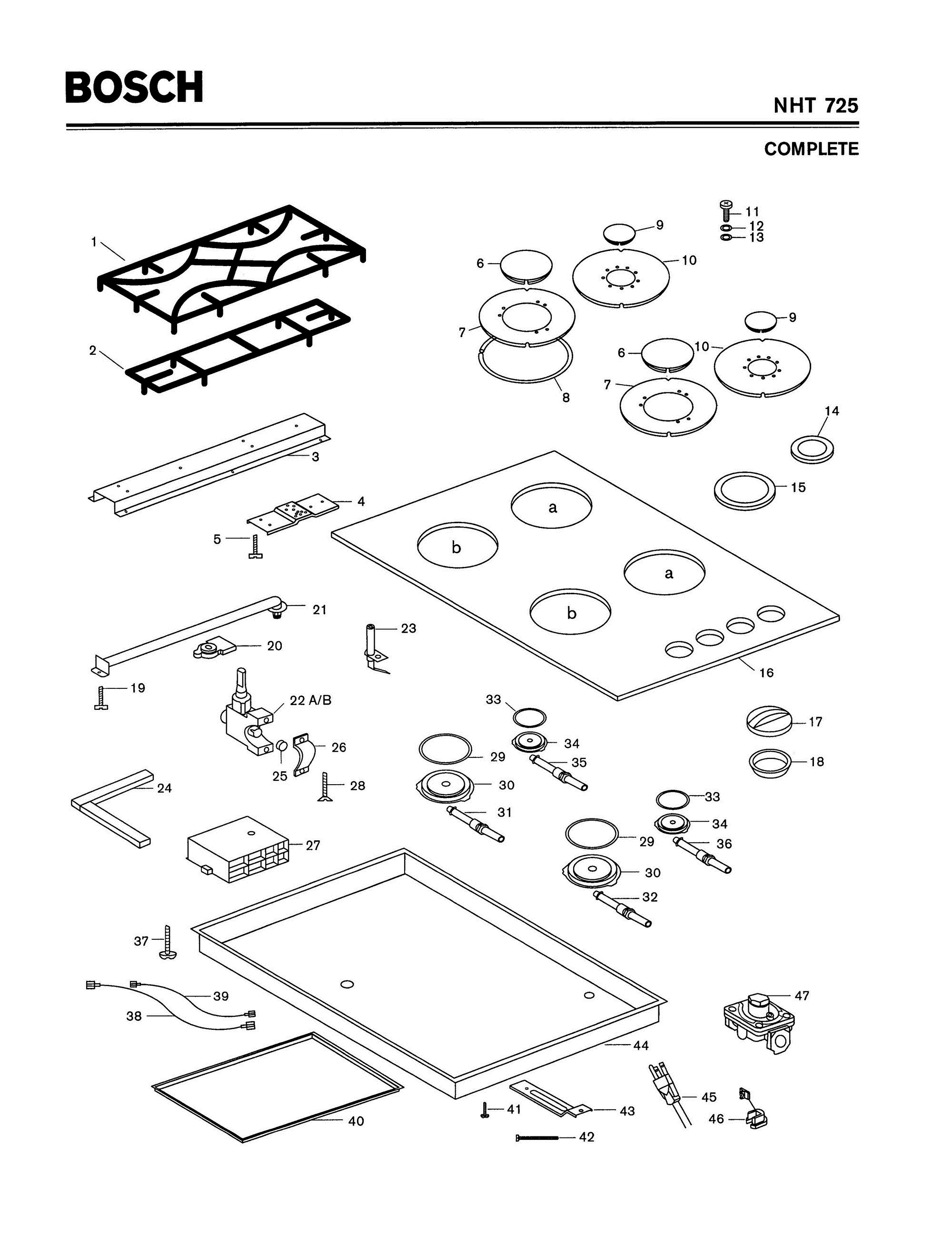 01 - COMPLETE Diagram and Parts List for NHT725  Bosch Range