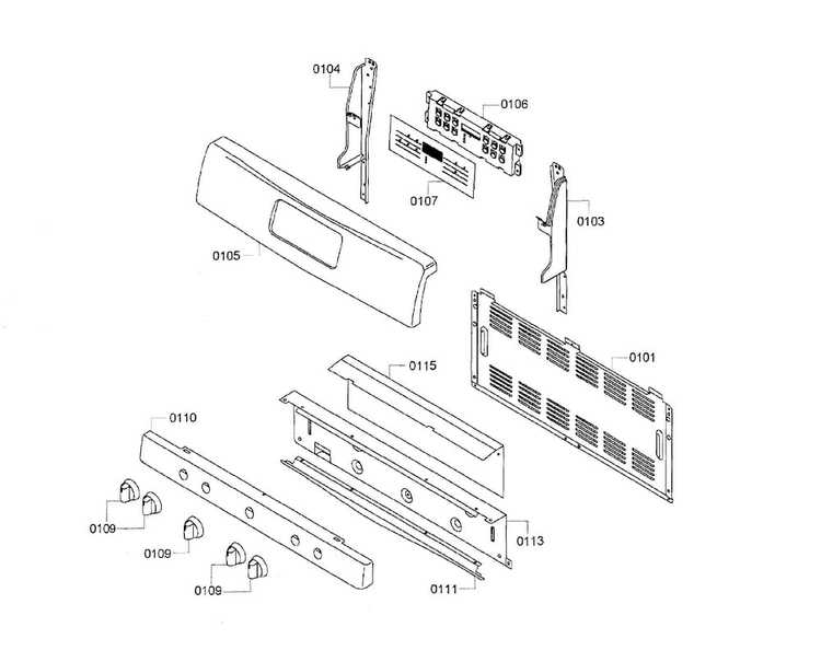 Control Panel Diagram and Parts List for HGS3063UC 09 Bosch Range