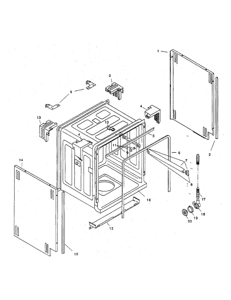 Cabinet Diagram and Parts List for SHU3326UC 12 Bosch Dishwasher