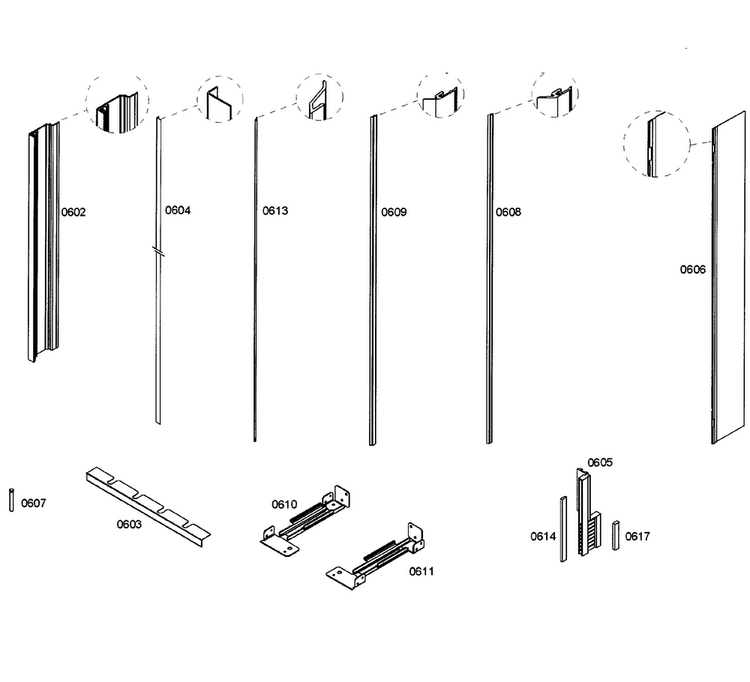 Framing Diagram and Parts List for T18ID80NRP 20 Thermador Freezer