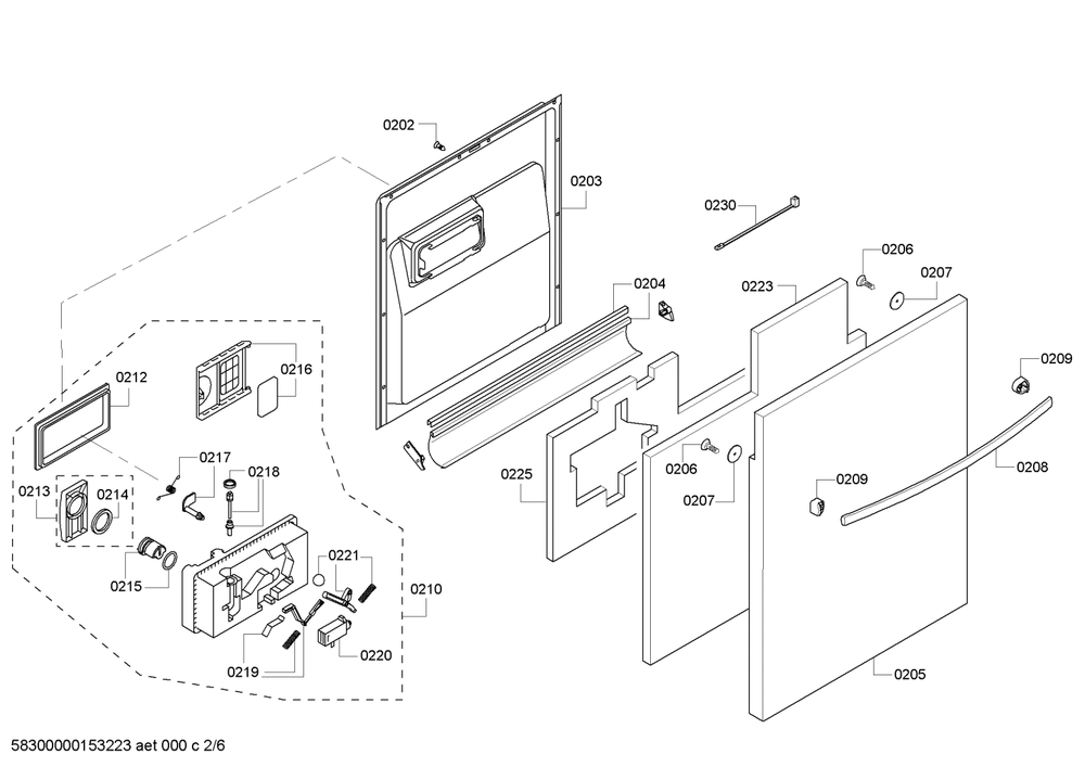 Diagram 2 Diagram and Parts List for SHX43P15UC-64  Bosch Dishwasher