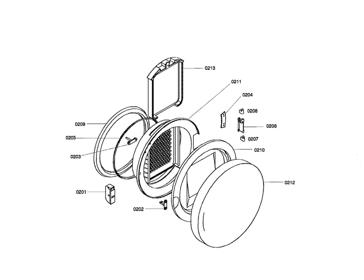 Door Assembly Diagram and Parts List for WTA4400US 01 Bosch Dryer
