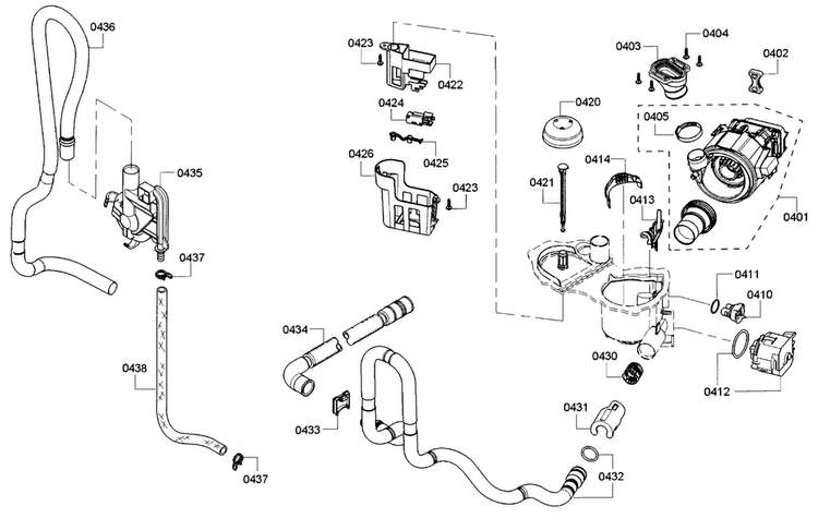 Pump Diagram and Parts List for SHE3ARF6UC 08 Bosch Dishwasher