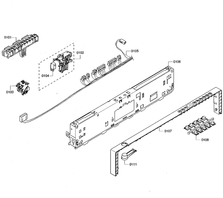 Control Panel Diagram and Parts List for SHX68R55UC 63 Bosch Dishwasher
