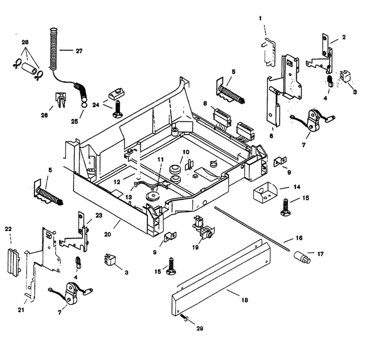 Base Diagram and Parts List for SHU5306UC 11 Bosch Dishwasher