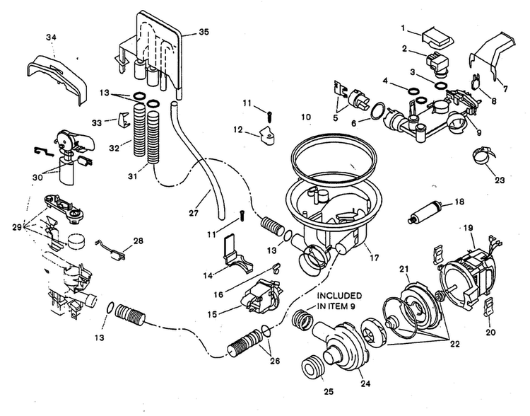 Component Assy Diagram and Parts List for SHU3336UC 11 Bosch Dishwasher