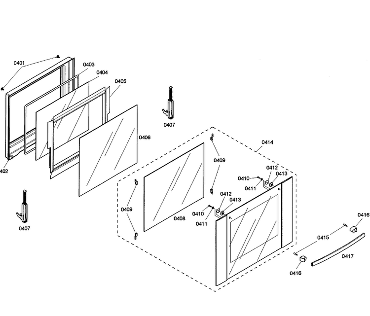 Upper Door Diagram and Parts List for HBL5620UC 01 Bosch Wall Oven