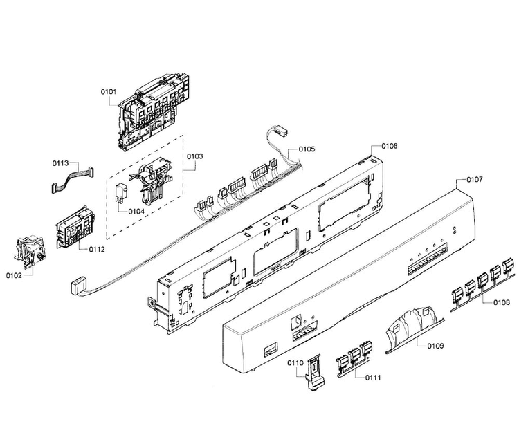 Control Panel Diagram and Parts List for SHE55M15UC 61 Bosch Dishwasher