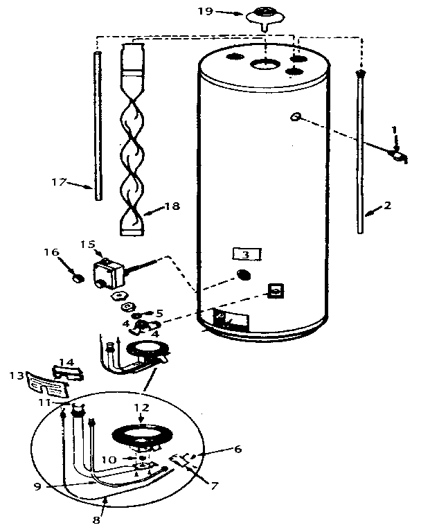 Replacement Parts Diagram and Parts List for 153333630  Kenmore Water Heater