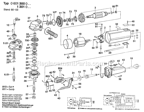 Page A Diagram and Parts List for USWJ77 0601300039 Bosch Sander Grinder