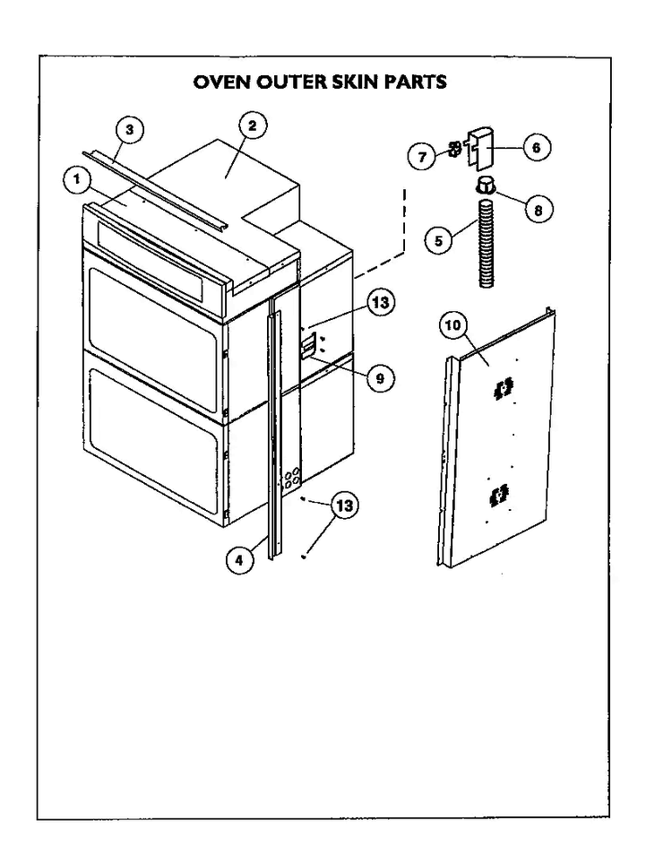 Oven Outer Skin Diagram and Parts List for CM302B  Thermador Range