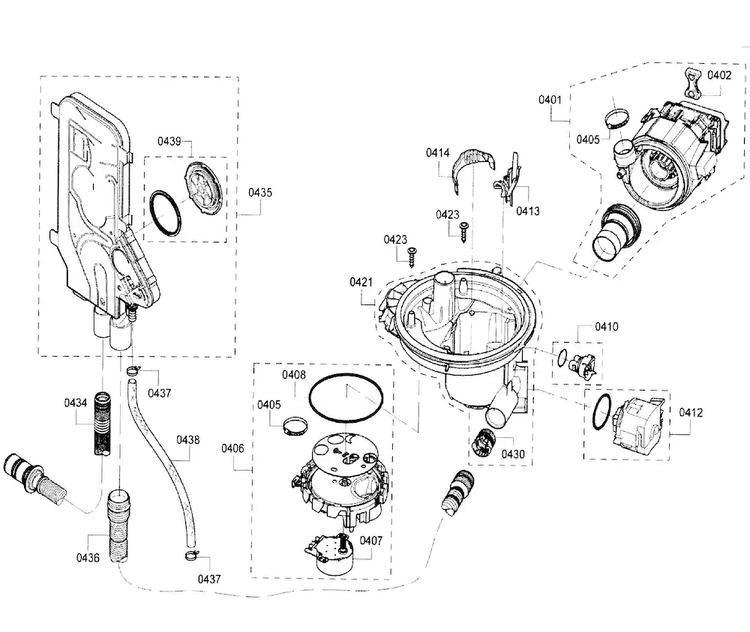 Pump Diagram and Parts List for SHE68T55UC 07 Bosch Dishwasher