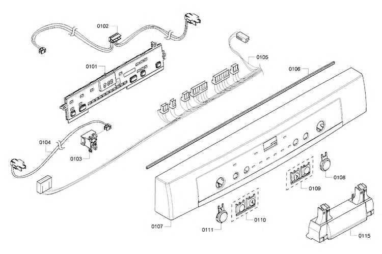 Control Panel Diagram and Parts List for SHE3ARF5UC 07 Bosch Dishwasher