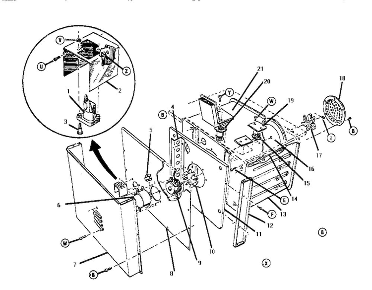 Body-rear View Diagram and Parts List for GSC30CVWC  Thermador Range