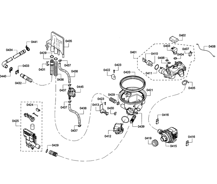 Pump Assy Diagram and Parts List for SHE68R55UC 67 Bosch Dishwasher