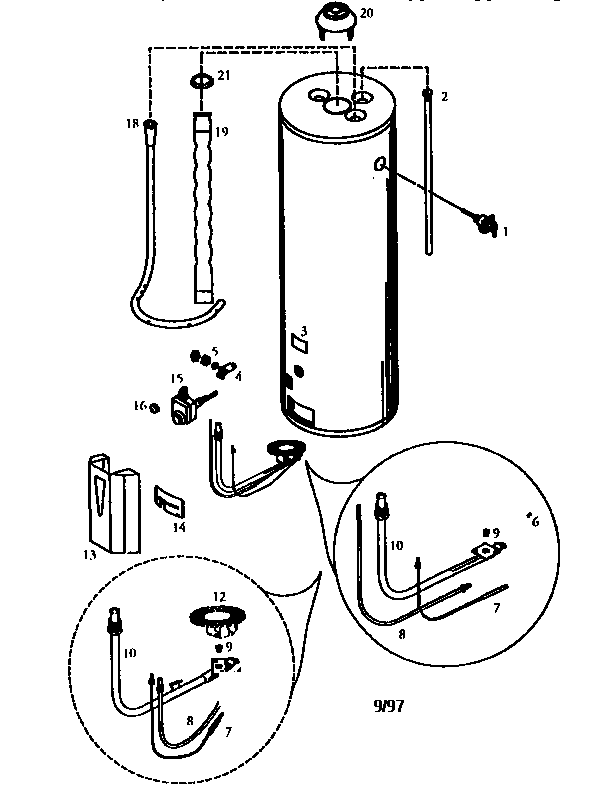 40 Gallon Diagram and Parts List for 153338260  Kenmore Water Heater