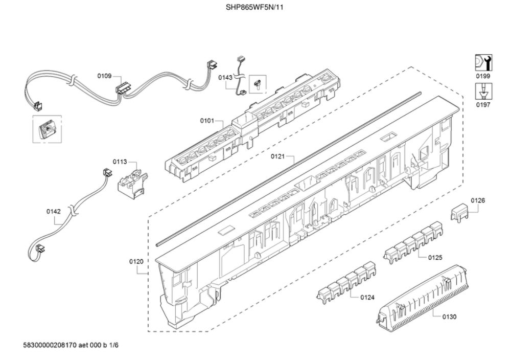 Operating Module/Facia Panel Diagram and Parts List for SHP865WF5N 11 Bosch Dishwasher
