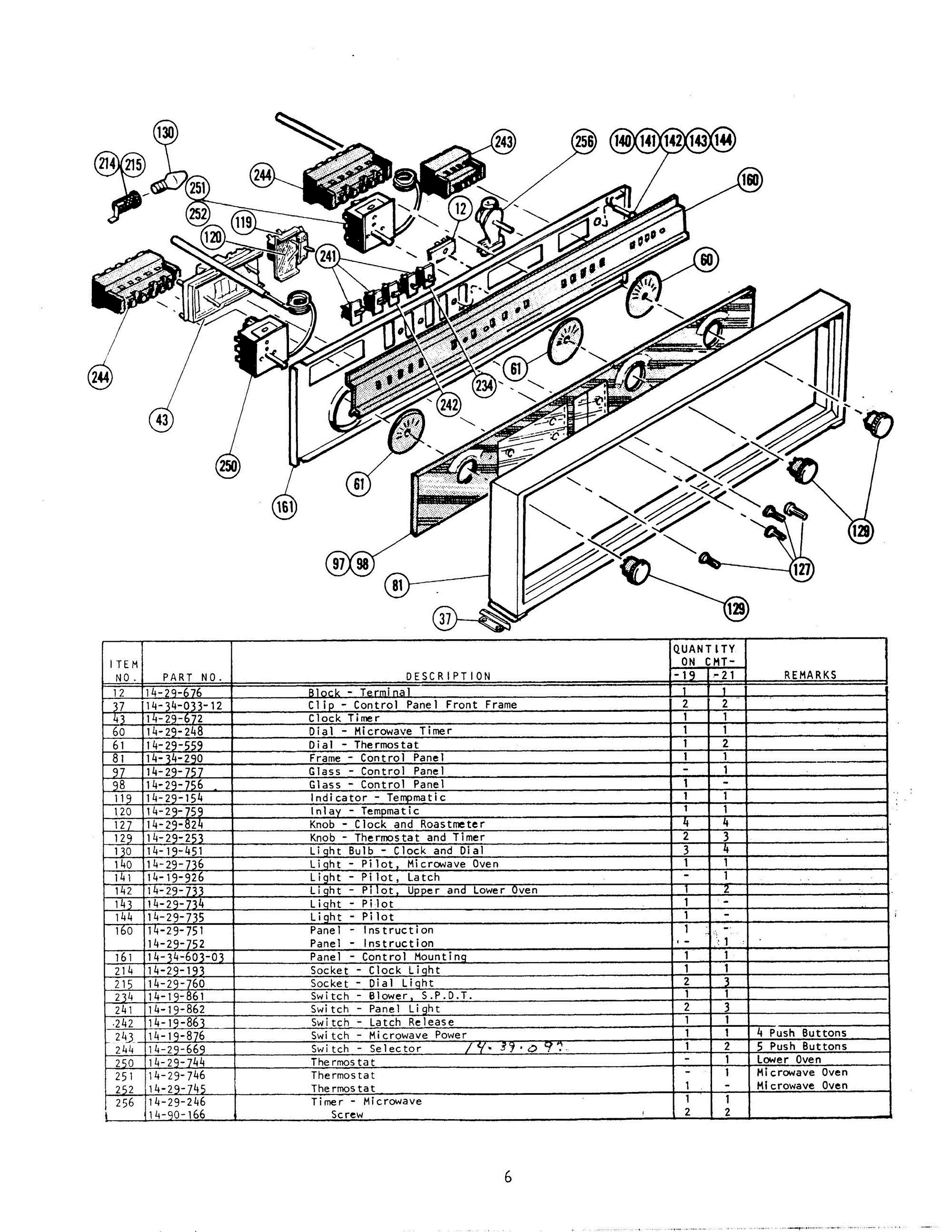 06 - CONTROL PANEL Diagram and Parts List for CMT-19SERVICECODEH&UP  Bosch Microwave Oven Combo