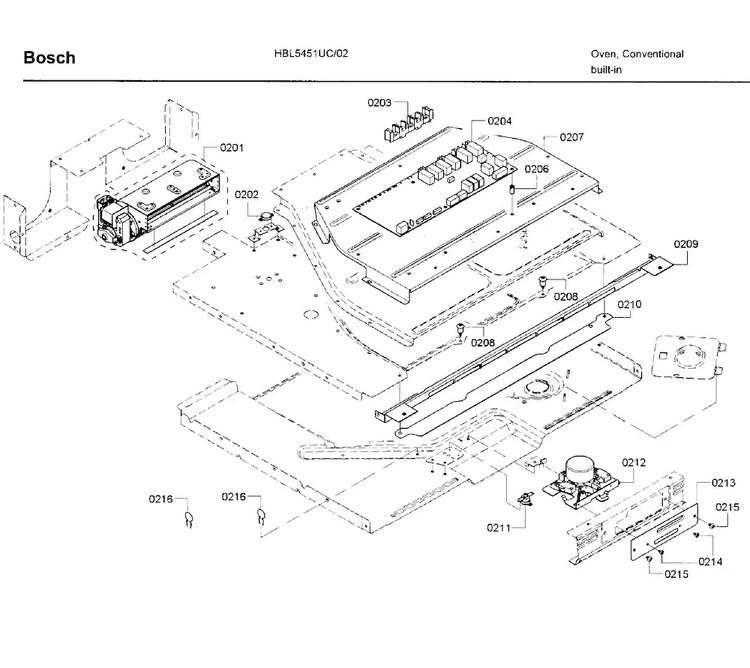 Pcb Asy Diagram and Parts List for HBL5451UC 02 Bosch Wall Oven