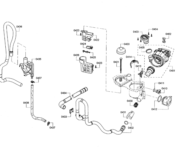Pump Assy Diagram and Parts List for SHX3AR52UC 06 Bosch Dishwasher