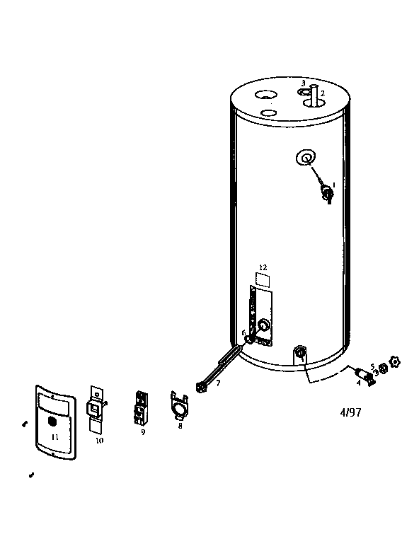 Replacement Parts Diagram and Parts List for 153312460  Kenmore Water Heater