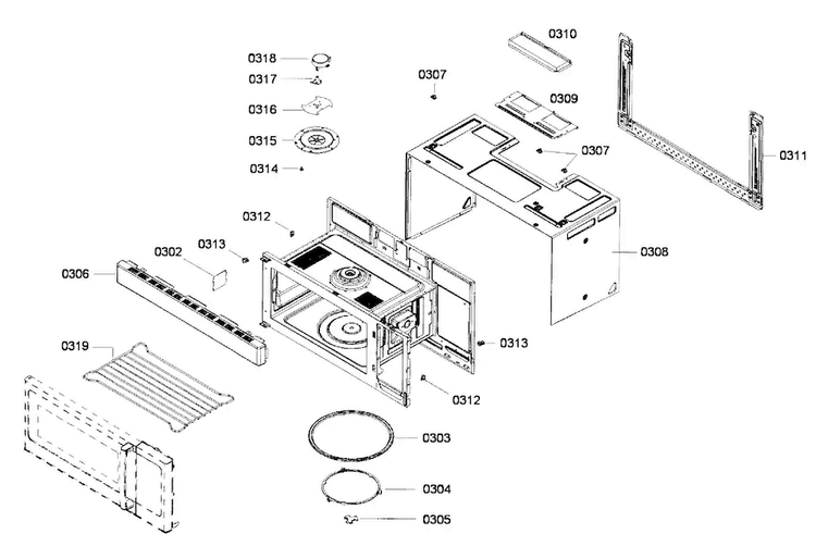 Cabinet 1 Diagram and Parts List for HMV5051U 01 Bosch Microwave