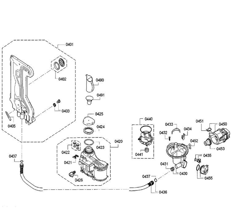 Pump Assy Diagram and Parts List for SPE53U56UC 26 Bosch Dishwasher