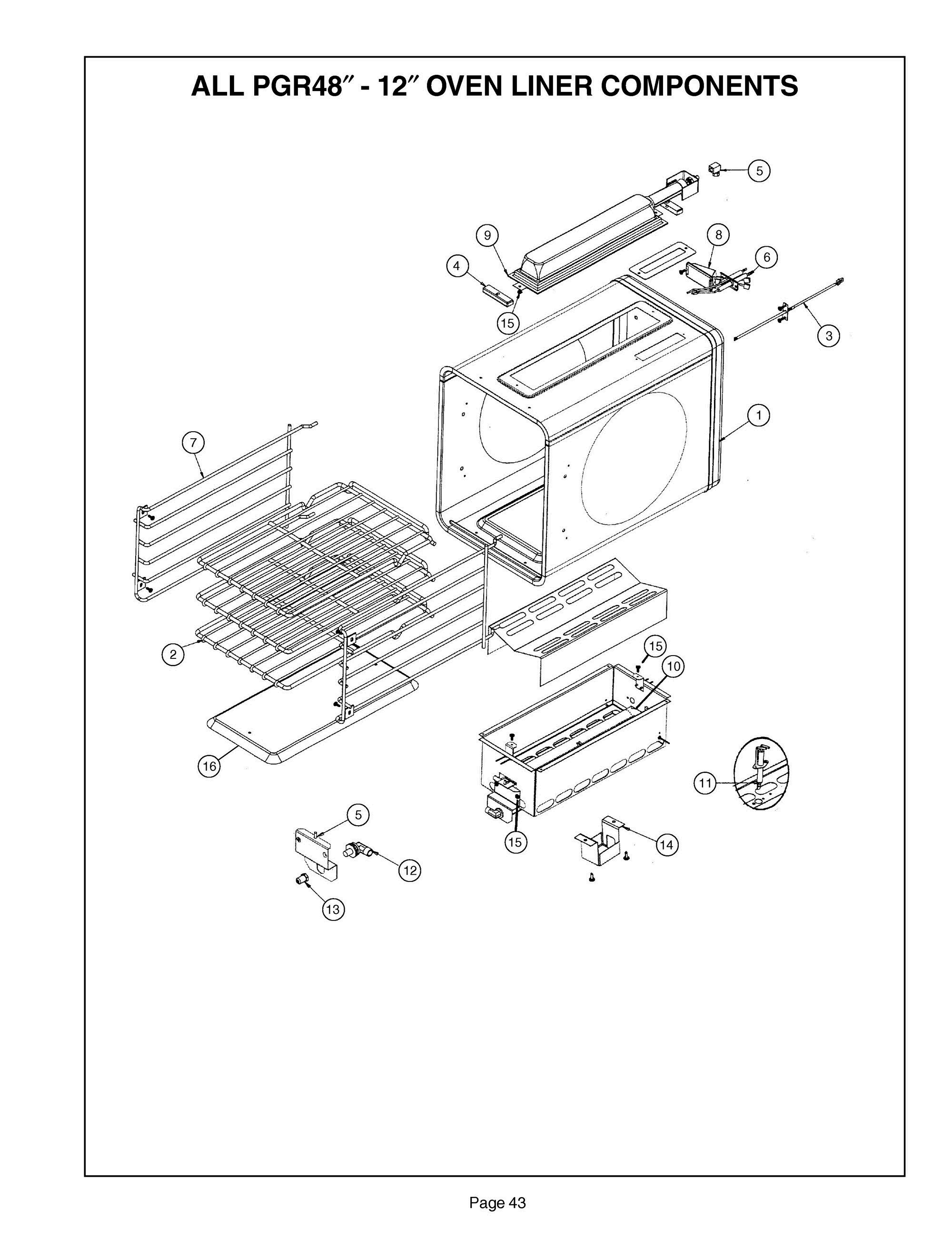 42 - 12 INCH OVEN LINER Diagram and Parts List for PGR486GLZS  Bosch Miscellaneous