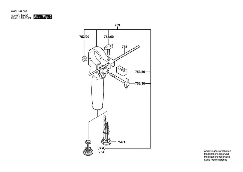 Section 2 Diagram and Parts List for GSB18-2 0601141004 Bosch Hammer Drill