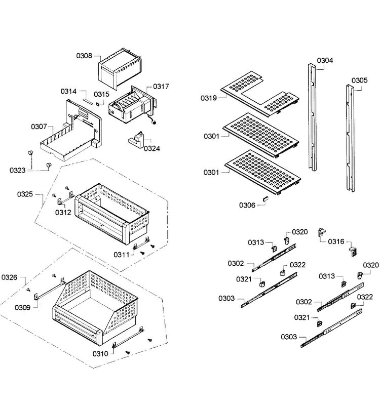 Shelfs Diagram and Parts List for T24ID80NRP 47 Thermador Freezer