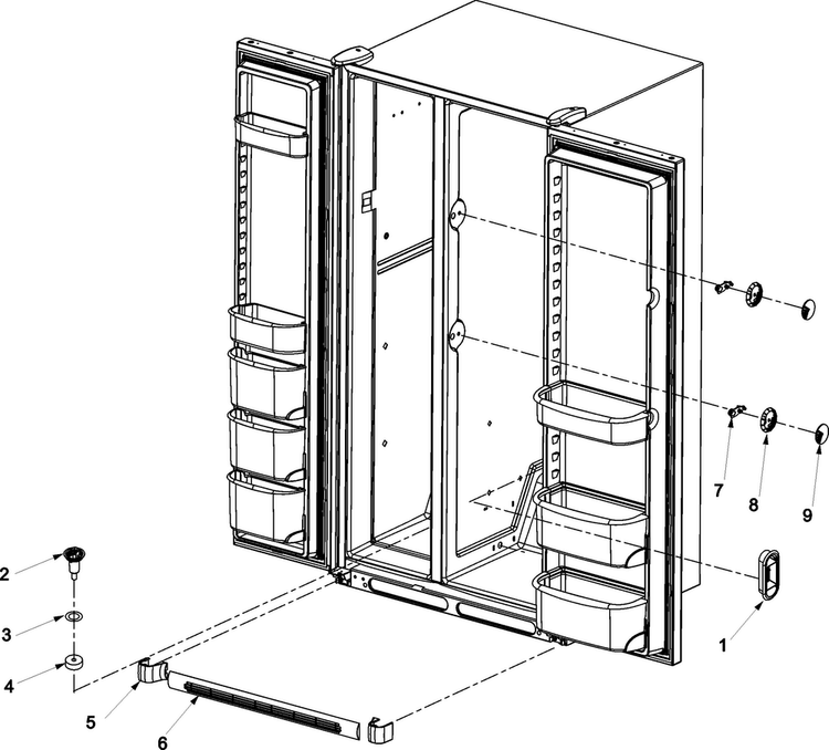 Light Covers And Toe Grille Diagram and Parts List for RS4953000W0  Gaggenau Refrigerator