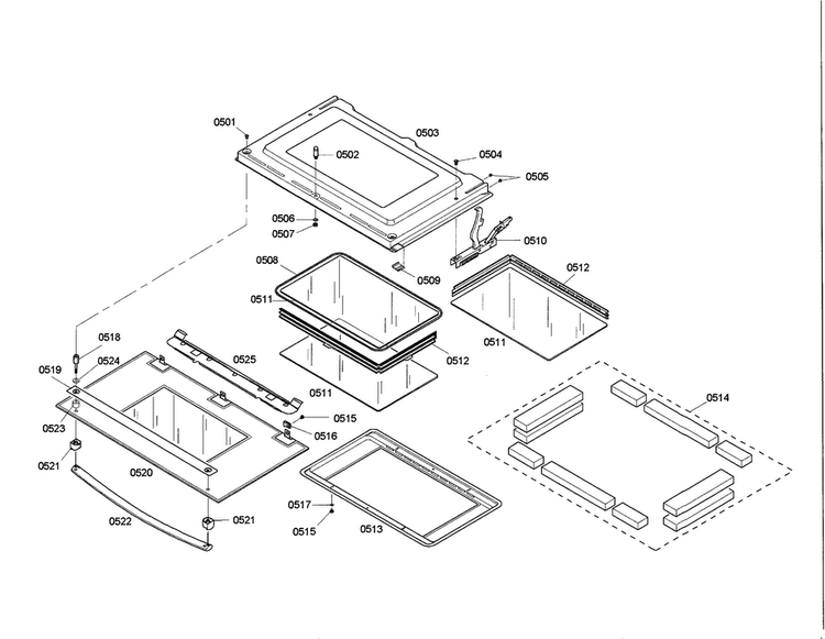 Door Diagram and Parts List for HBL742AUC 02 Bosch Wall Oven