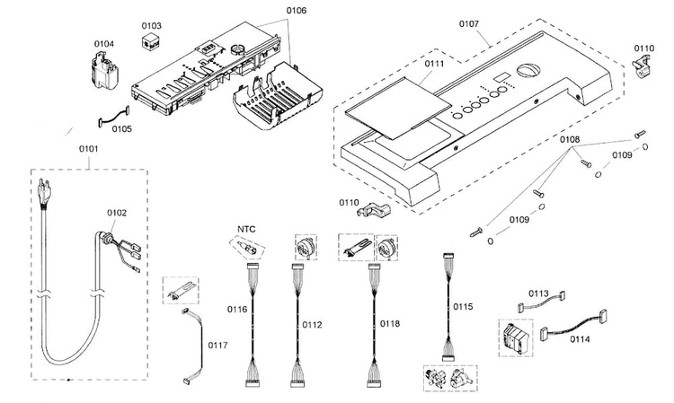 Control Panel Diagram and Parts List for WFMC5301UC 13 Bosch Washer