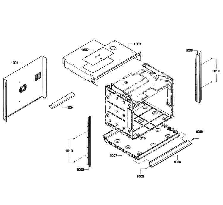 Oven Cabinet Diagram and Parts List for HBL5760UC 03 Bosch Microwave